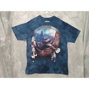 The Mountain Shirt Mens 2XL Blue Tie Dye Dreamcatcher Eagle Graphic Print Indian